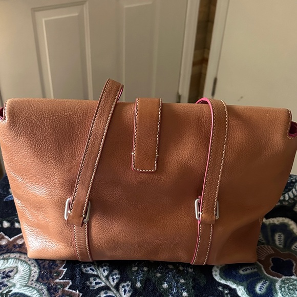 Dooney & Bourke Tan and Pink Satchel - Picture 7 of 12